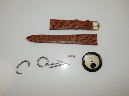 VINTAGE POCKET WRIST WATCH MIX PARTS FACE MOD 3/4" LIZARD LEATHER BAND - 第 1/4 張圖片