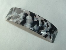BLACK GRAY  WHITE LUCITE HAIR BARRETTE HAIR ACCESSORY