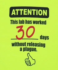 LAB HAS NOT RELEASED A PLAGUE--Biohazard Pandemic Biology Science T shirt S-3XL