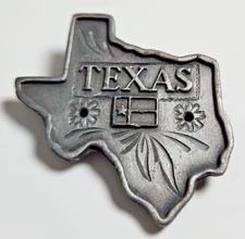 Torino Pewter Jewelry State Of Texas Pin  Lone Star Earrings Trinket Box Vintage