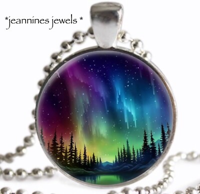 Solar Storm Northern Lights NECKLACE Aurora Borealis Photo Silver Charm Pendant