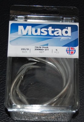 5 Mustad 39960DT Duratin Size 20/0 Circle Hooks 2X Strong Saltwater 39960DT-200
