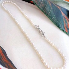 gorgeous 7-8mm south sea  white pearl necklce 18inch 925s