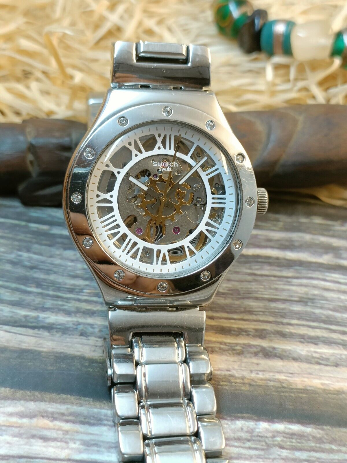 AUTHENTIC SWATCH AUTOMATIC SWISS MEN'S MINT SKELETON ETTA 21 JEWELS TBC  VINTAGE