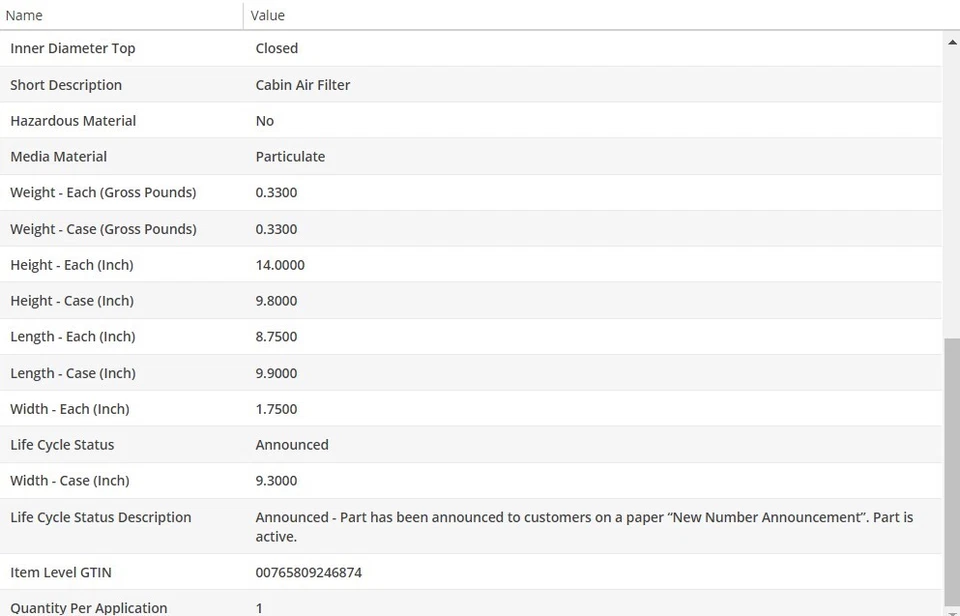 Filtro de aire de cabina WIX para Ford Mustang 2005-2010 V6-4,0 L Foto 4 de 4