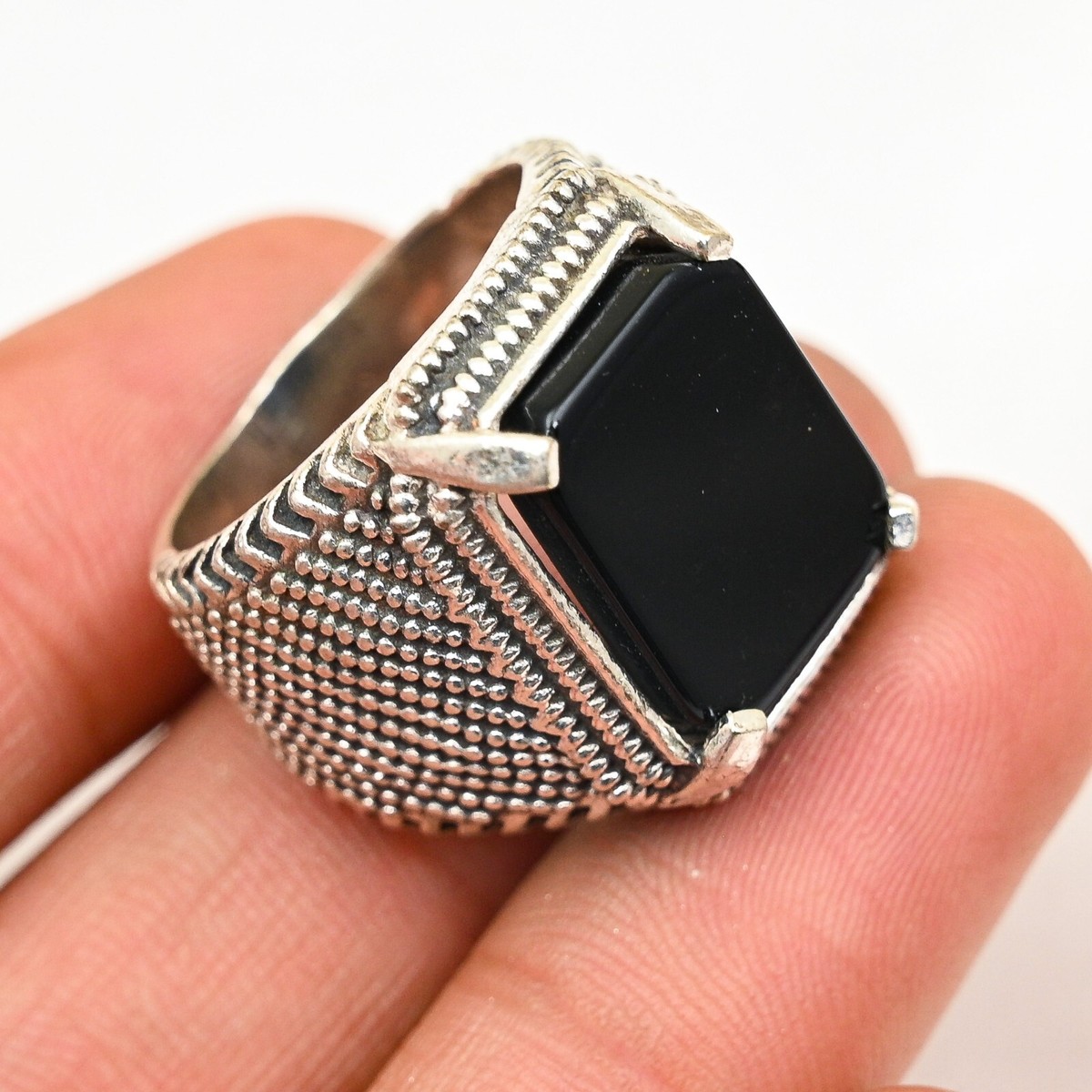 Black Onyx Solid 925 Sterling Silver Statement Lovely Men's