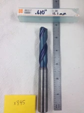 1 NEW OSG 15.5MM (.610") SOLID CARBIDE SPIRAL DRILL. CTD W/COOLANT 8631550(X845)