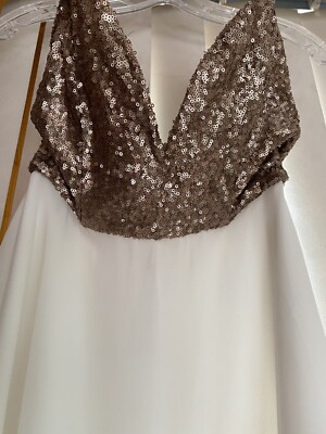 White with Gold Sequin Strapless Cocktail Party Dress, TOBI Medium | eBay White with Gold Sequin Strapless Cocktail Party Dress, TOBI Medium | eBay