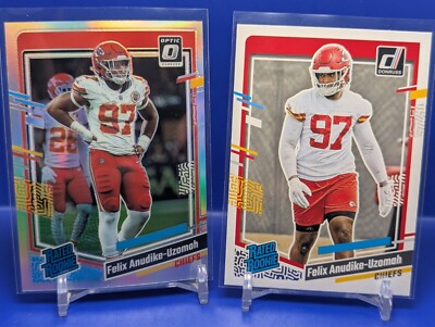 Felix Anudike-Uzomah 2 Card 2023 Panini Optic Rated Rookie Silver #256 + #349
