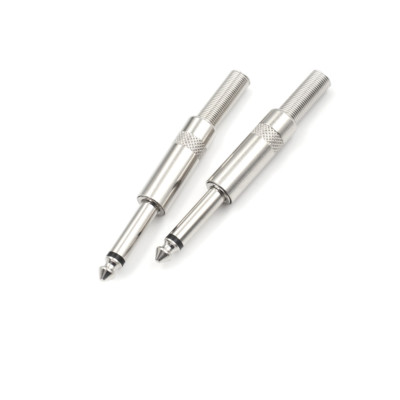 2pcs 6.35mm Male Plug 6.5mm Connector Mono Audio Plug Jack Microphone Plug-lk