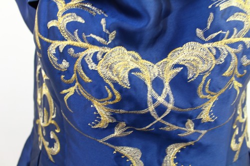 BNWT Women's Chi Chi Blue and Gold Embroidered Ball Gown UK 22 - Picture 3 of 7