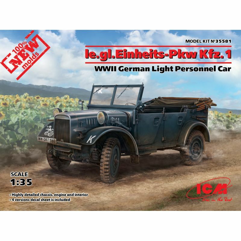 Icm Icm35581 Le.Gl.Pkw Kfz.1, Wwii tysk lätt personalbil 1 35 Icm Icm35581 Le.Gl.Pkw Kfz.1, Wwii tysk lätt personalbil 1 35