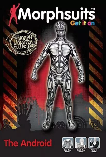 Adulto Android Monstruo Morphsuit Hombres Robot Disfraz Skinsuit Halloween M - XXL Foto 4 de 4