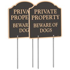 Private Property Sign Beware of Dogs sign Aluminum Metal Stakes Included Weat...