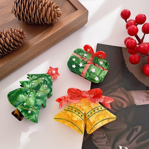 Christmas Series Acetic Acid Hair Claw Medium Size Gift Box Shark Clip - Picture 12 of 18