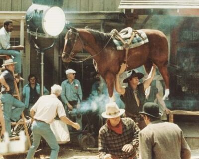 Blazing Saddles Mel Brooks on set watching scene set-up 16x20 poster