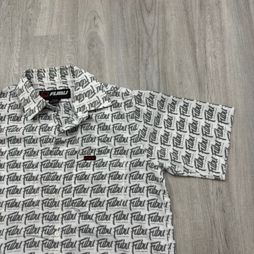 Vintage Fubu Short Sleeve Button Shirt Men's Small Y2K All Over Print 2000s - Picture 2 of 7