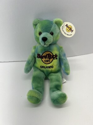 2001 Hard Rock Cafe Plush Monty Beara Bear Orlando Plush Tye Dye 9  Bean Bag