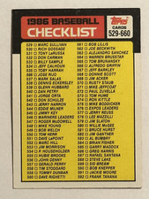 1986 Topps Baseball  - Checklist for 529 thru 660 - Card #659 (UNMARKED)