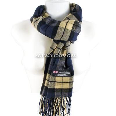 Mens Womens Winter Warm SCOTLAND Made 100% CASHMERE Scarf Scarves Plaid Wool
