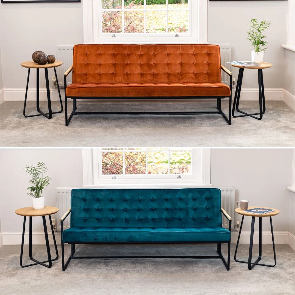 VELVET BUTTONBACK METAL FRAME SOFA RANGE