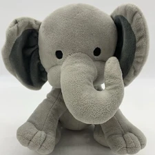 Baby Elephant Calf Sitting Embroidered Eyes Plush Stuffed Animal Kinrex 9"
