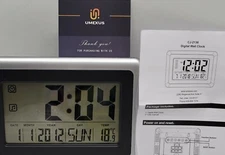 UMEXUS Large Display Digital Wall Clock CJ-2138 Desk/Wall with Indoor Temp 