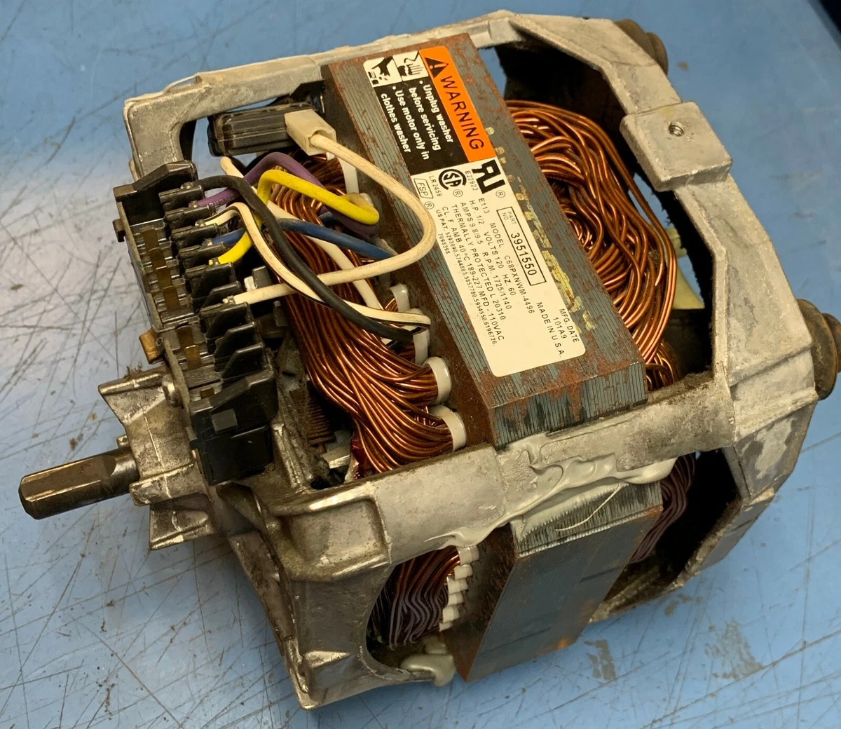 Top Load Washer Motor, 120V 60Hz for Whirlpool P/N: 3951550 