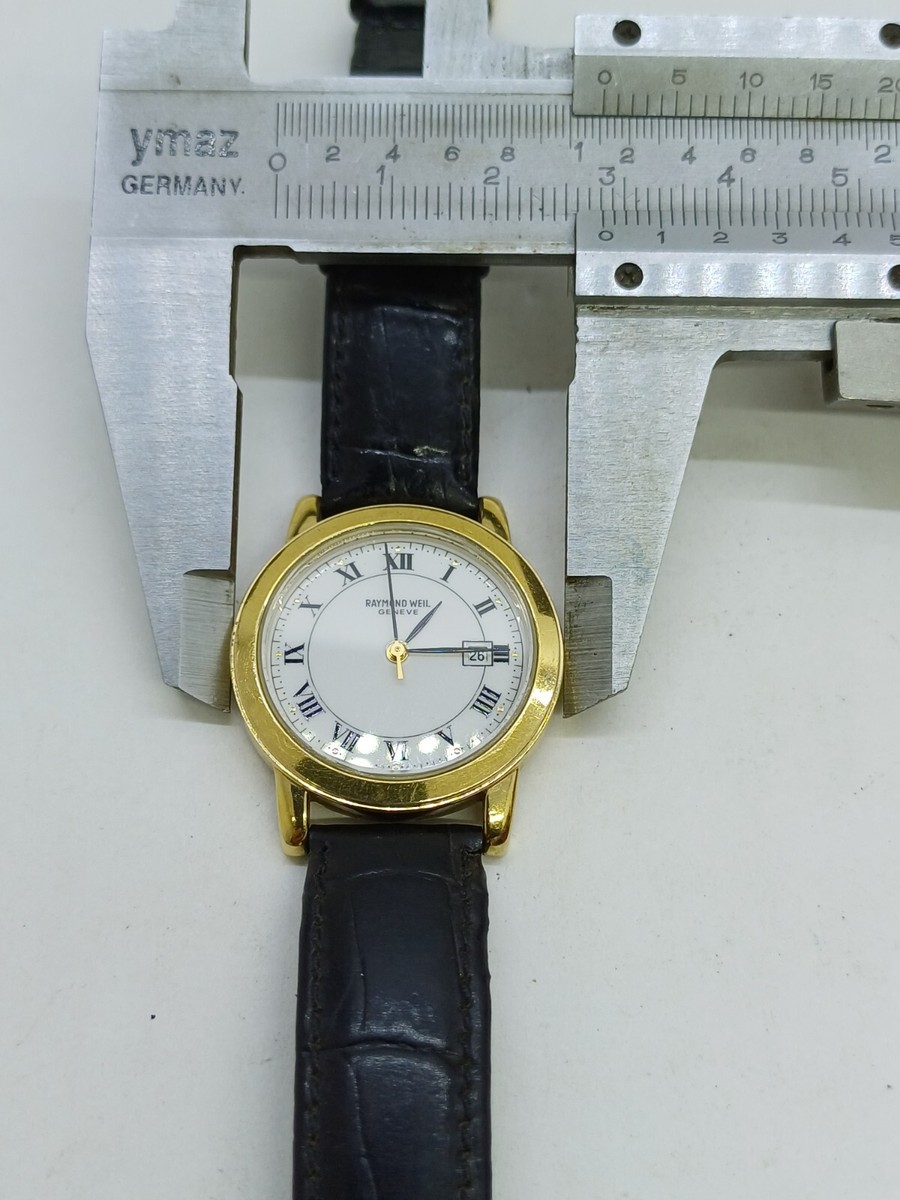 LADIES RAYMOND WEIL 5348 GENEVE DATE ANALOG LATIN SWISS MADE