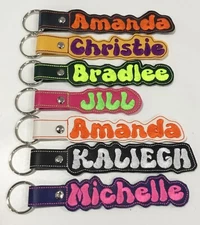 Personalized Vinyl Handmade Embroidered Keychain Name Tag for Luggage, Packpack
