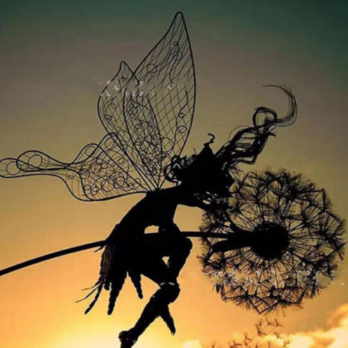 Statua da giardino fate e tarassaco danzano insieme metallo prato paesaggio decorazione - Foto 19 di 20