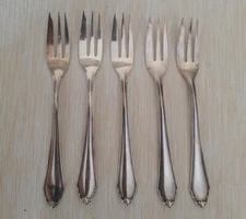 5 German Bremer Silberschmied Cocktail Dessert Forks BSF 90 (6 Inch)