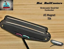 G.M. Hot Railcasters Black Strat Sized Humbucker Rail pickups Alnico 5