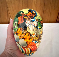 VTG West Germany Large Paper Mache Easter Egg Candy Container 5.5" Duck Parents