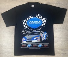 Vintage Mark Martin Nascar T-Shirt All Over Print Logo Viagra Roush Racing Large
