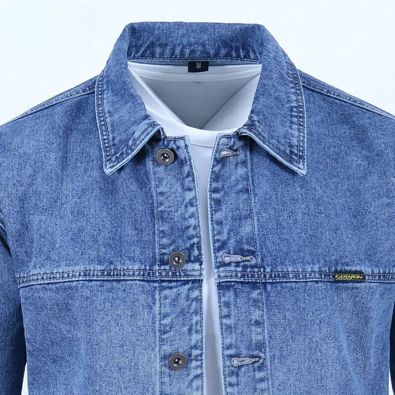 ALTRA Cappotto jeans uomo spalle larghe uomo giacca denim trendy sciolto vintage outwear