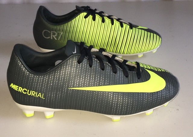 Nike Jr Mercurial Cr7 Gray Neon Yellow soccer cleats Victory Size 1.5Y FG | eBay