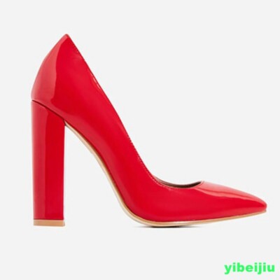 Sexy Women's Block High Heel Classic Pumps Evening Dress Shoes Evening Ball Gown