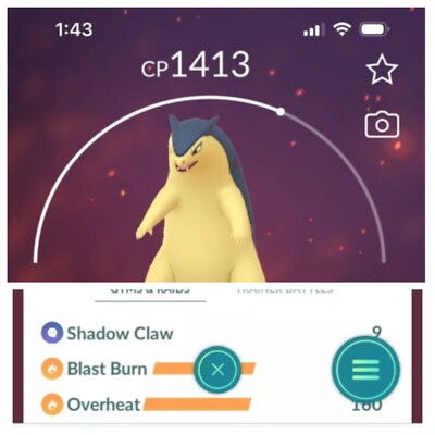 Typhlosion Lv18 Legacy Pokemon Trade Go , 2 Charge,   Pvp Pokémon Go Great  1500