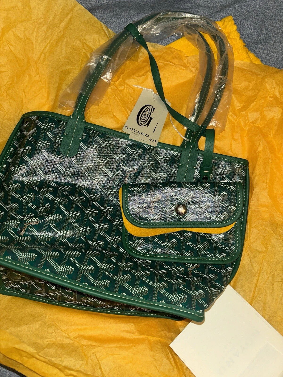 Borsa nuova Goyard Green Mini Anjou con tutta la confezione e ricevuta