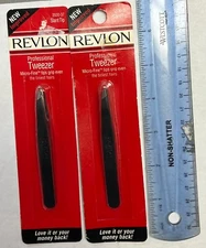 2 Revlon Square Tip  Professional Tweezer  MADE IN USA  2530-37  Pl Read