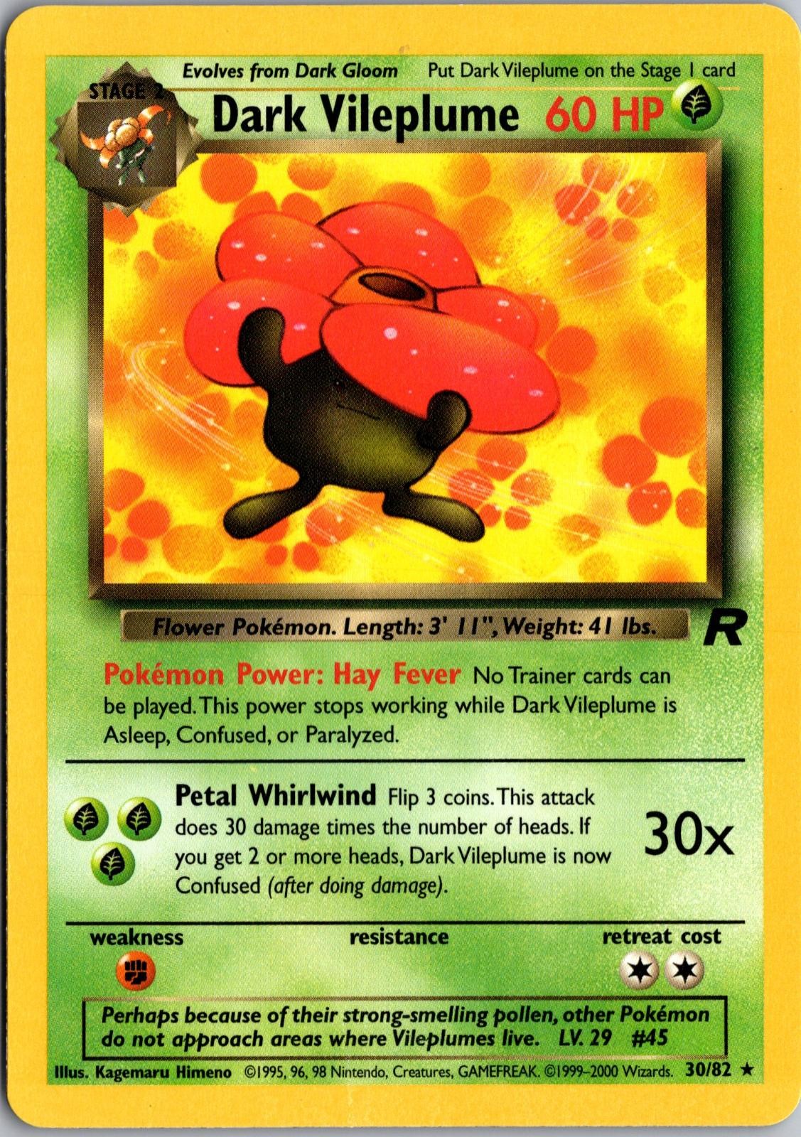 Dark Vileplume 30/82 Rare Team Rocket Pokemon Unlimited Near Mint