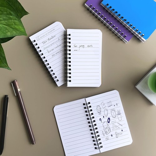 6 Pack Small Spiral Notebook Pocket 3x5 Notepads With COLOR - Picture 4 of 8