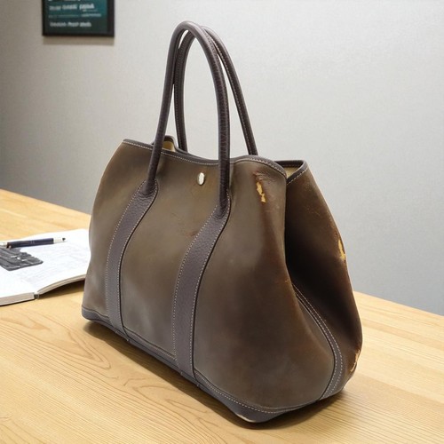 AUTH HERMES Garden party PM Bag Shoulder Bag Tote Bag Dark Brown Amazonia Gstamp - Picture 2 of 9