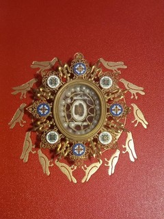 Raro reliquiario con smalti e perle reliquia di Santa Rosellina di Villeneuve