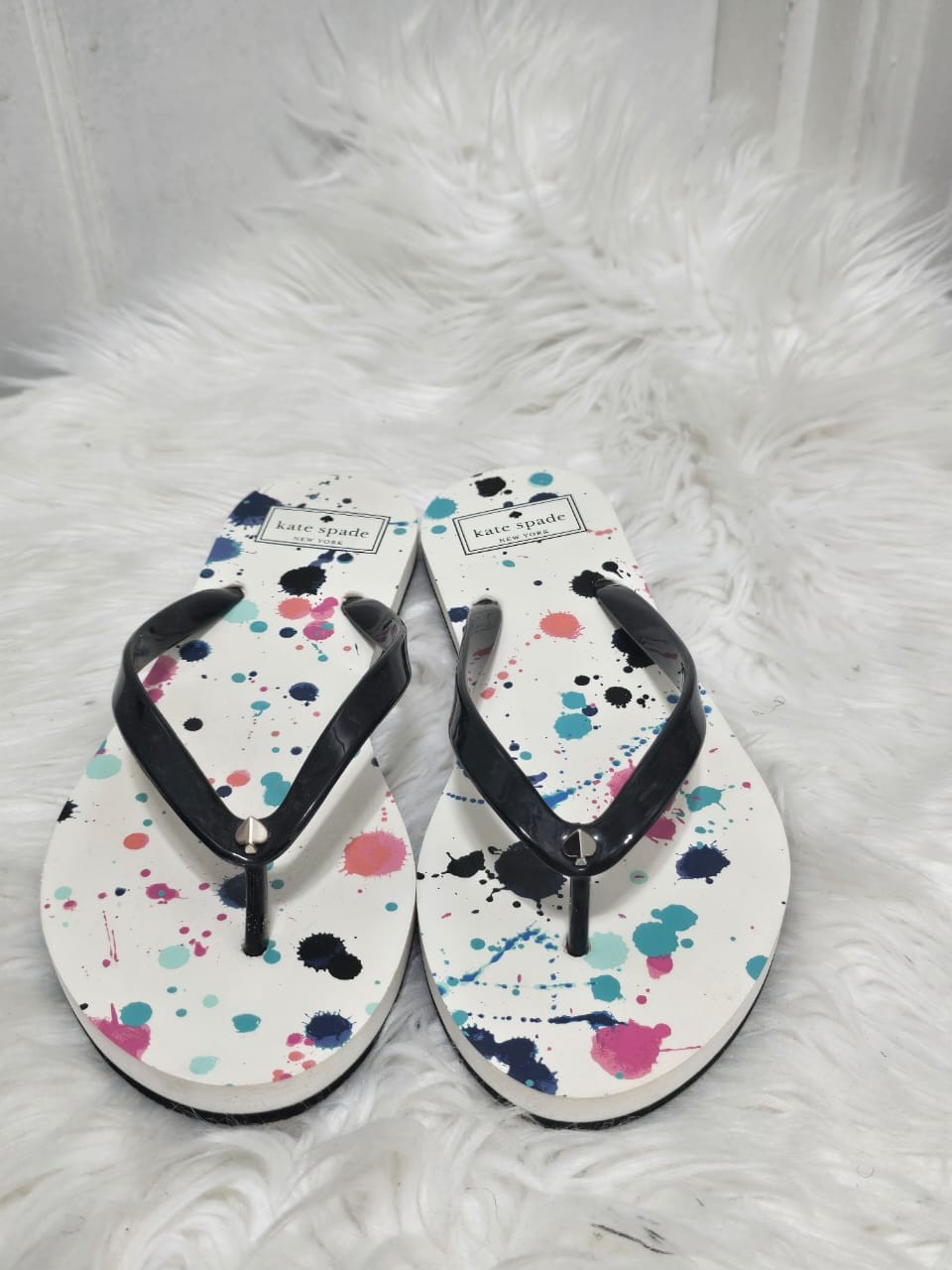 Kate Spade Paint Splatter Flip Flop Sandals Women’s Multi Color Size 8B.NWOT thumbnail 3