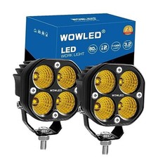 2PCS 3Inch 80W Amber LED Cube Lights, 12V FloodLight Yellow Fog Light Backup