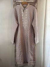 A12 Kalki Fashions Kurta Tunic Muted Lavender Sequin Lined Handcrafted Men s L