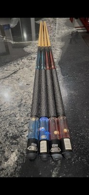 【9547】 激レア Minnesota ミネソタ ファッツ ビリヤード キュー RARE Minnesota Fats Pool Cue Stick Lot Lighted Blue & Red Lava