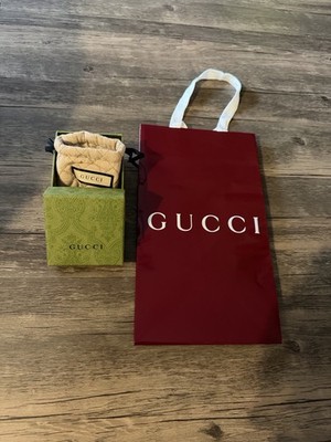 Gucci Burgundy And Green Gift Box And Bag Set For Jewelry. Orig Gucci Packaging